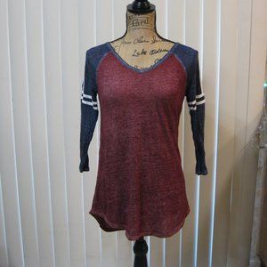 NWOT SO red blue white ¾ sleeve baseball tee t shirt top XS